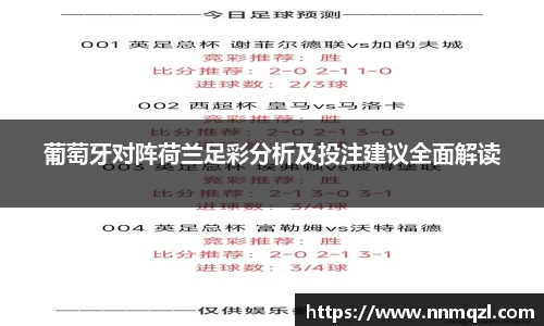 葡萄牙对阵荷兰足彩分析及投注建议全面解读